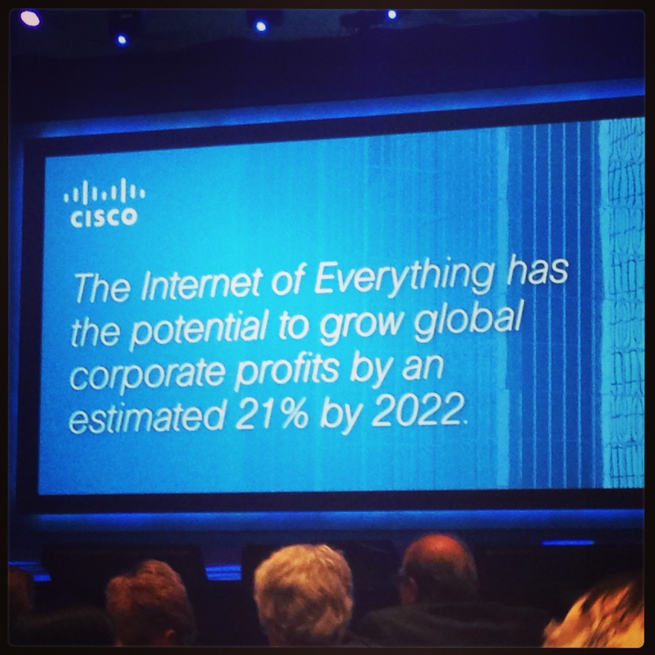 The Internet of Everything has the potential to grow global corporate profits by an estimated by 21% by 2022.